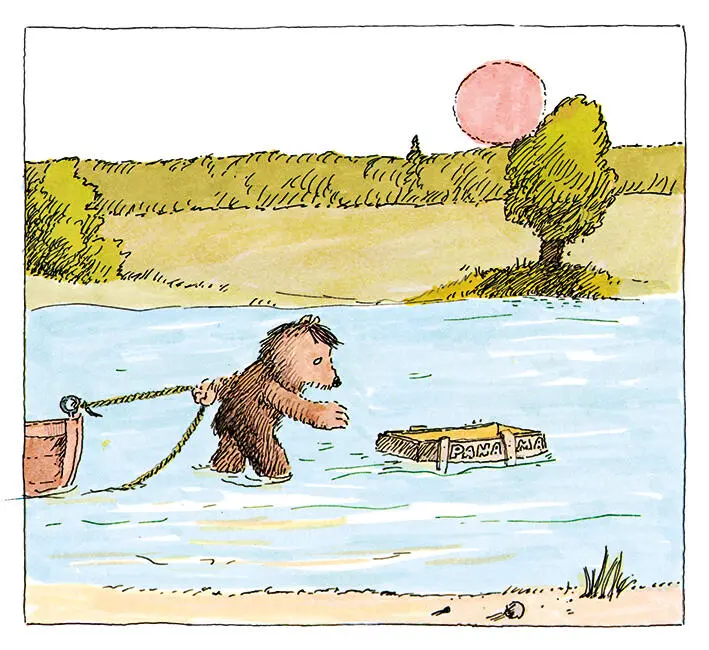 Aber eines Tages schwamm auf dem Fluss eine Kiste vorbei Der kleine Bär - фото 7