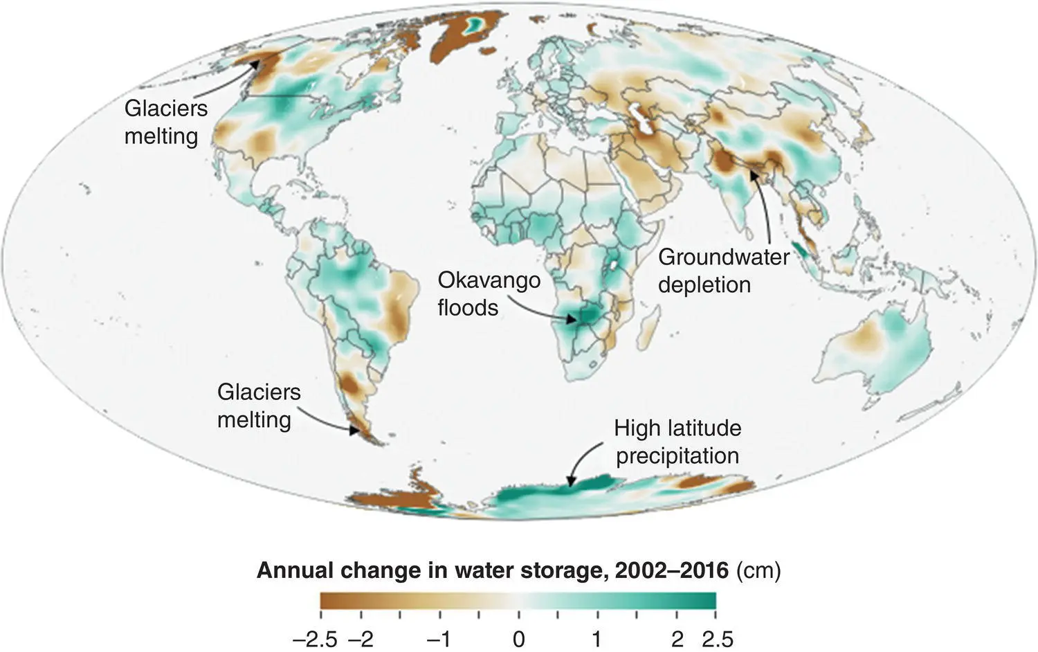 Figure 19 Global map of annual water storage change for the period of - фото 10