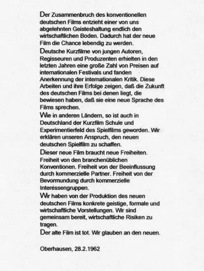 Faksimile des Oberhausener Manifests Das Oberhausener Manifest und der - фото 1