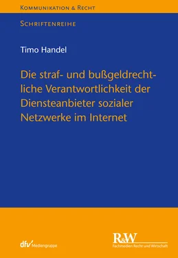 Timo Handel Die straf- und bußgeldrechtliche Verantwortlichkeit der Diensteanbieter sozialer Netzwerke im Internet обложка книги