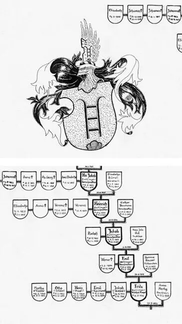 Das Wappen der Familie Zollinger mit einem Auszug aus dem Stammbaum Jakob - фото 3