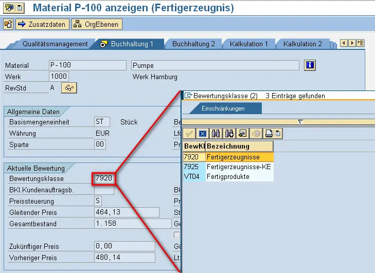 Abbildung 114 Bewertungsklasse im Materialstamm Das Material ist also der - фото 22