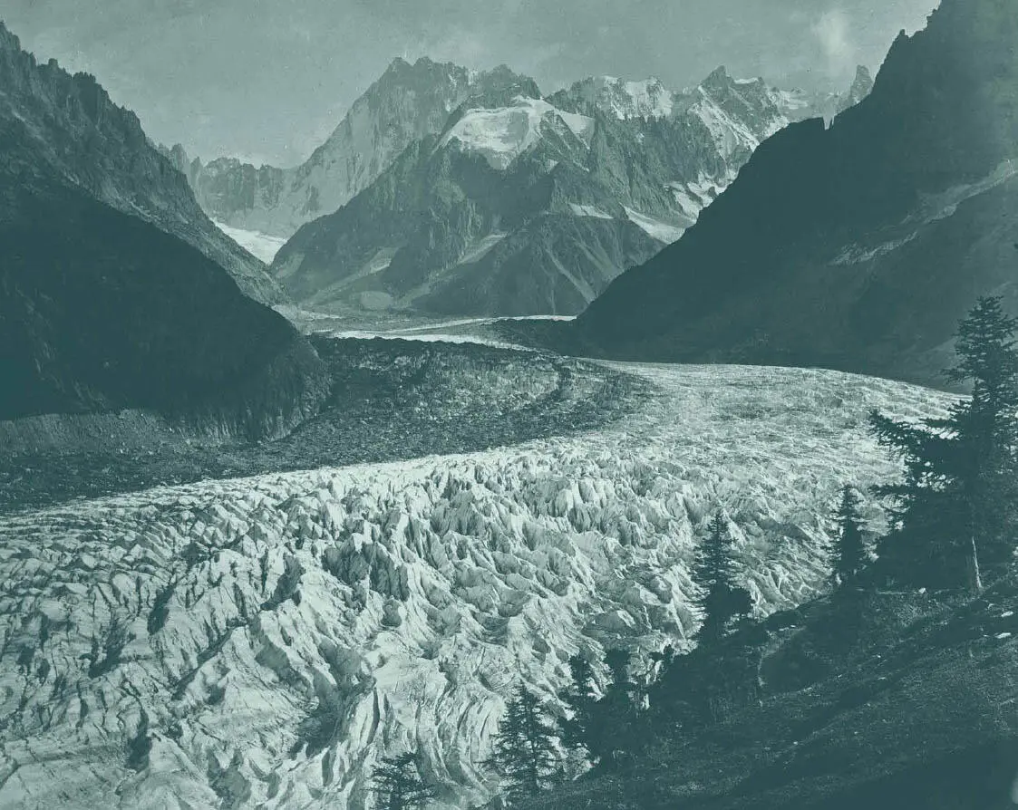Mer de Glace mit den Grandes Jorasses Blick nach Südsüdosten Laut Ruskin - фото 32