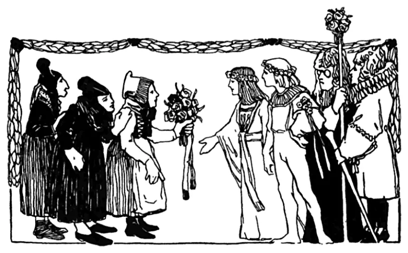 Therefore when the feast began the three women entered in strange apparel and - фото 30