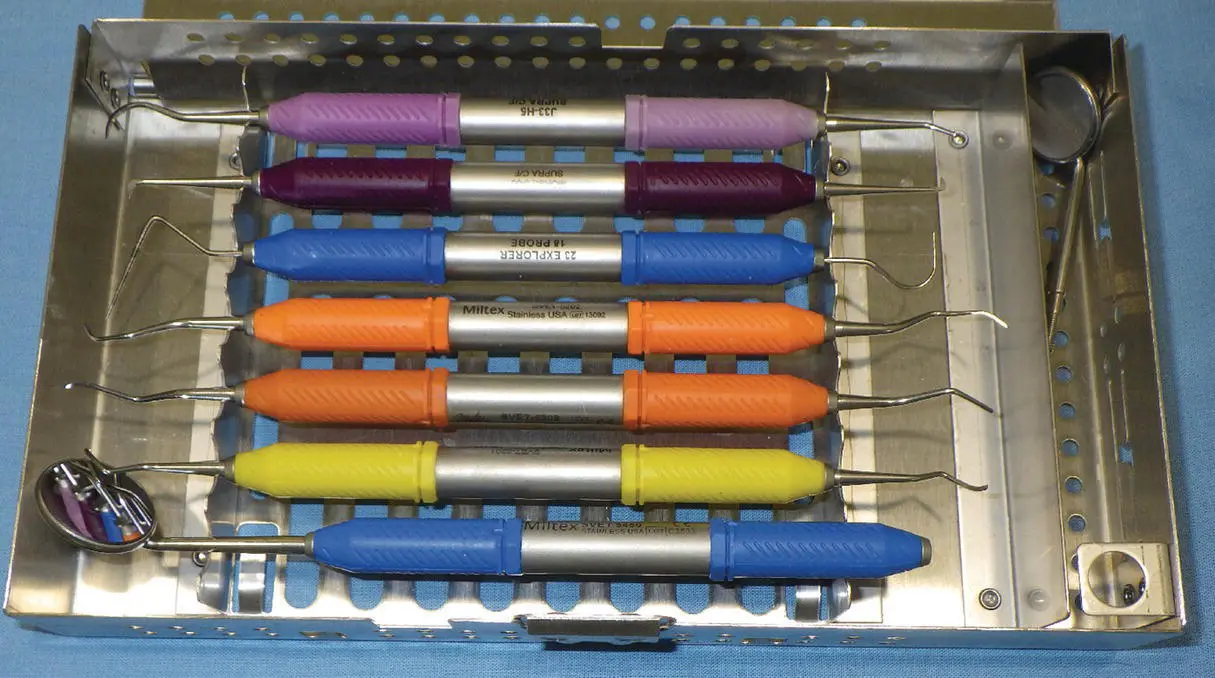 Figure 132 Periodontal kit From bottom mirror three curettes periodontal - фото 36