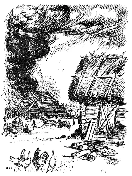 Прямо на наших глазах сгорела начисто крыша избы и обвалилась Вся изба теперь - фото 6