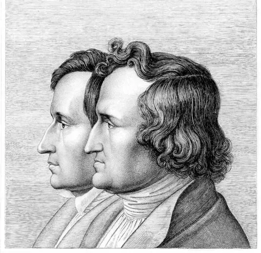 Doppelporträt der Brüder Jacob und Wilhelm Grimm 1843 Radierung von Ludwig - фото 1