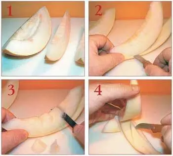 1 Отрезаем дольку 2 Подрезаем кожицу 3 Режем угловые углубления 4 На кожице - фото 137