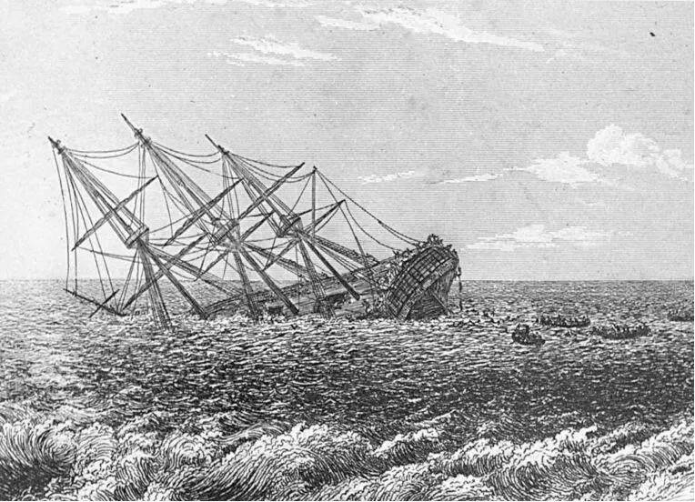 Die mit auf Tahiti gefangenen Meuterern der BOUNTY sinkende HMS PANDORA - фото 16
