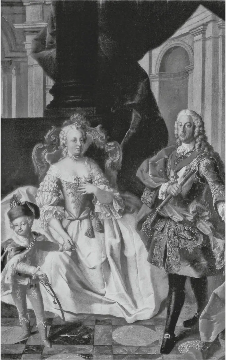 Kaiser Franz I Stephan und Maria Theresia mit dem 1741 geborenen Sohn Joseph - фото 4