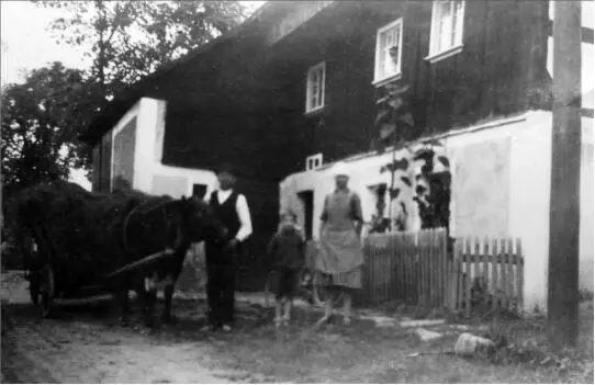 Vater Mutter und Helmut mit Kuhwagen vor unserem Haus in Hartelangenvorwerk - фото 5