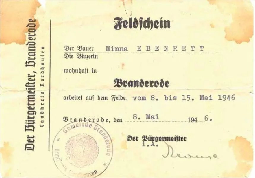 Feldschein der Gemeinde Branderode Grenzlandmuseum Bad Sachsa Auf dem Weg - фото 9