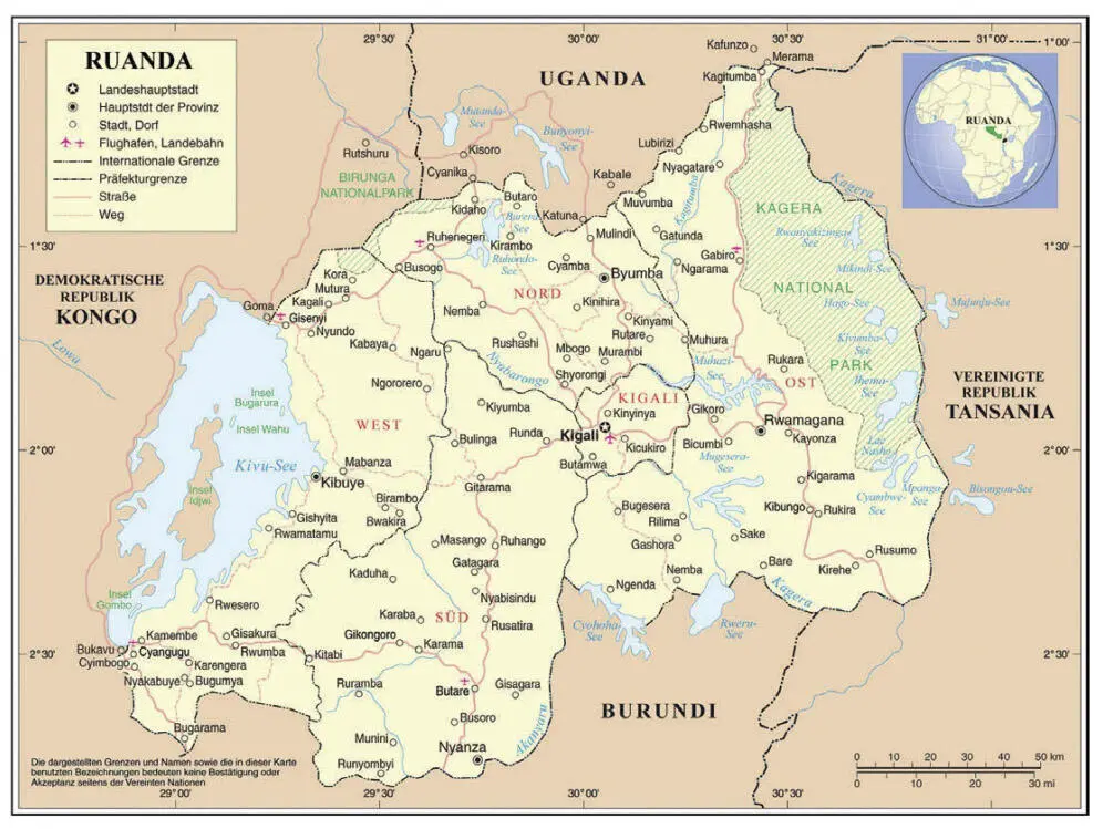 Karte von Ruanda bis 2006 Hinweis Die auf der Karte als Präfekturgrenzen - фото 2