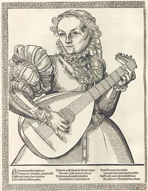 Lautenspielerin Aus der Holzschnittfolge Musizierende Frauen nach 1572 von - фото 4