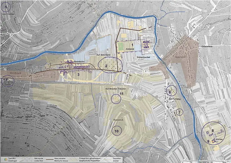 Abb 3 Plan des Talkessels zwischen Bliesbruck und Reinheim mit den bislang - фото 5