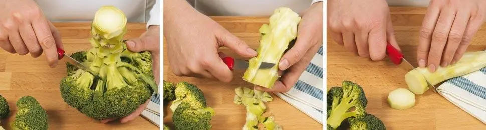 1 Die Brokkoliröschen mit einem kleinen Messer einzeln vom Strunk schneiden 2 - фото 4