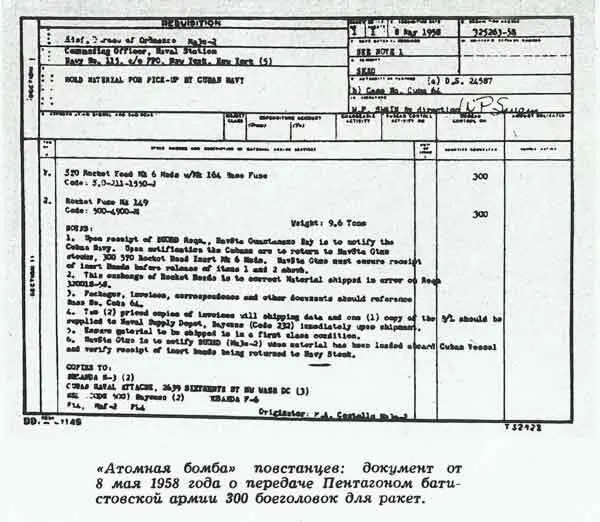 Атомная бомба повстанцев документ от 8 мая 1958 года о передаче Пентагоном - фото 3