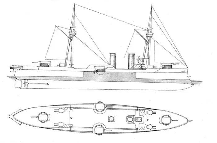 Diagrama del acorazado chileno Capitán Prat T A Brassey The Naval Annual - фото 11
