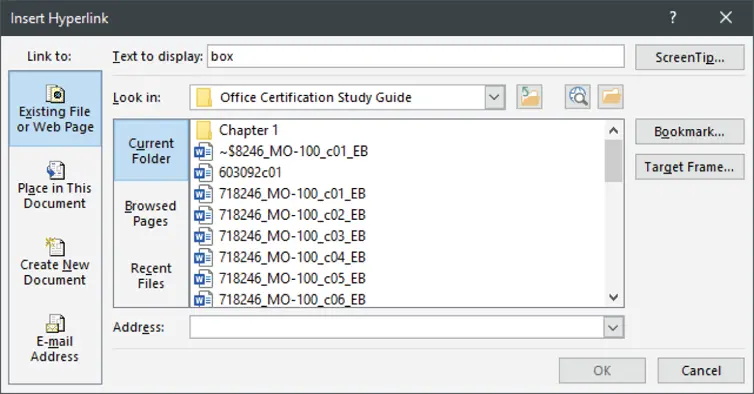 FIGURE 15Hyperlink dialog box Moving to Specific Locations and Objects in - фото 14