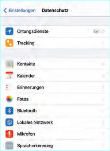 Auf dem iPhone muss eine App vor dem Zugriff auf sensible Funktionen um - фото 39