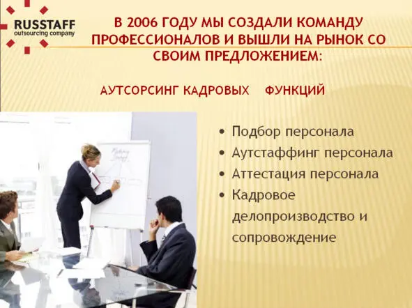 Илл 2 Аутсорсинг кадровых функций С чего мы начинали В 2006 году мы создали - фото 16