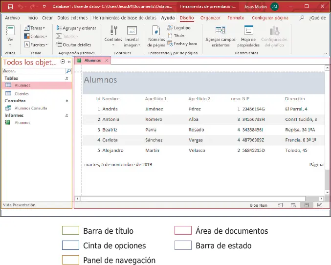 1 La barra de título con el nombre de la base de datos los botones de - фото 6
