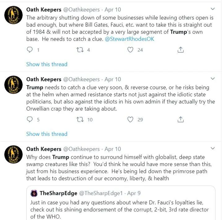 Overall Oath Keeper leaderships understanding of the COVID19 crisis morphed - фото 6