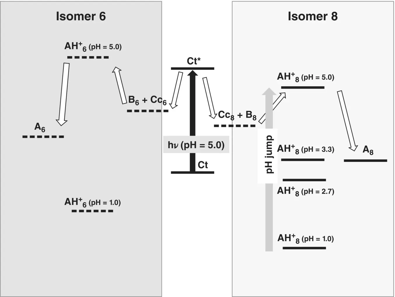 Scheme 114 Qualitative energy level diagram to account for the pH jumps and - фото 62