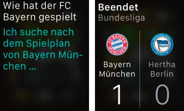 Hier frage ich Siri nach dem Ergebnis eines Bundesligaspiels und bekomme prompt - фото 7