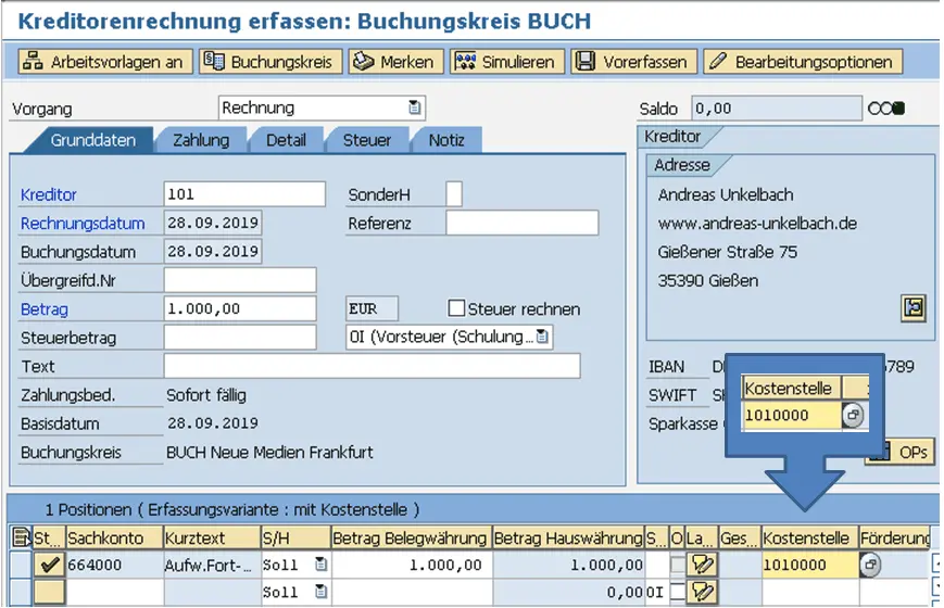 Abbildung 115 Kreditorenrechnung mit Kostenstelle kontieren Plötzlich - фото 47