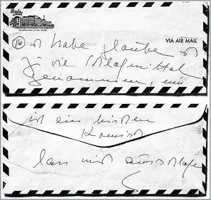 Luftpostumschlag mit der letzten Notiz von Gustaf Gründgens Theatermuseum - фото 2