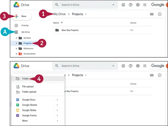 In Google Drive navigate to the category in which you want to create a folder - фото 198