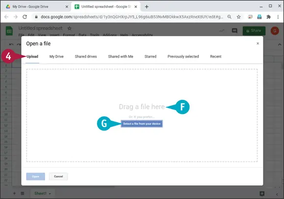 The Open a File dialog box opens Click Upload The Upload tab appears - фото 460