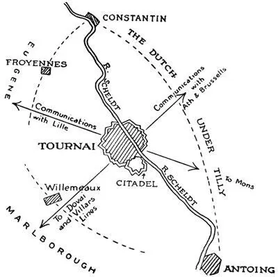 Sketch Map showing complete investment of Tournai The fortifications of - фото 169