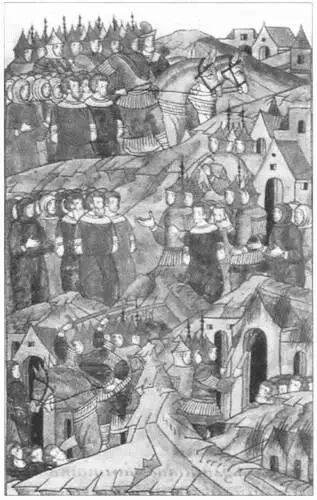 Разорение Рязани Батыем Миниатюра из Лицевого свода XVI в Осенью 1236 - фото 12