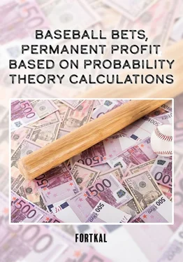 Fortkal Baseball bets, permanent profit, based on probability theory calculations обложка книги