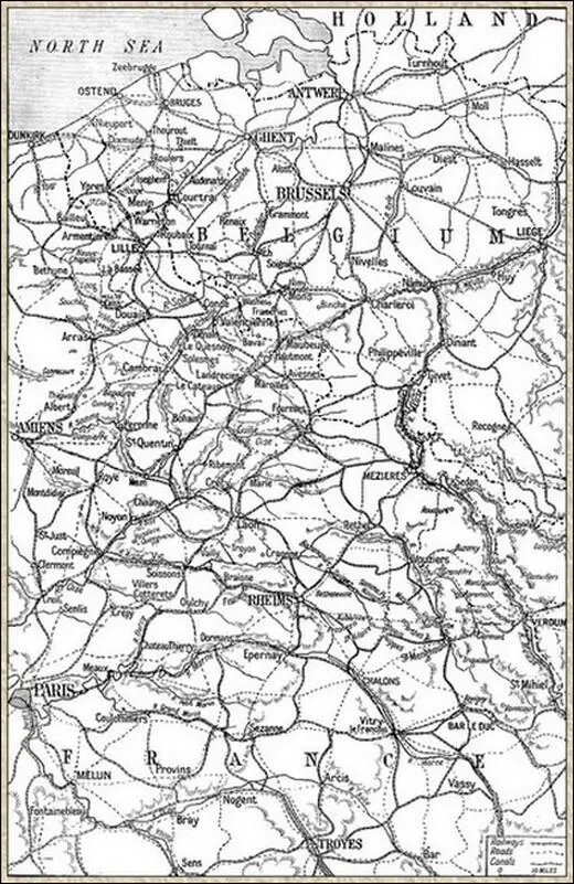 Map to illustrate the British Campaign in France and Flanders 1914 Preface - фото 1