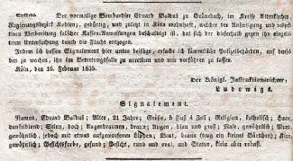 Steckbrief in der preußischen Rheinprovinz 1835 Der 21jährige Grünebacher - фото 2