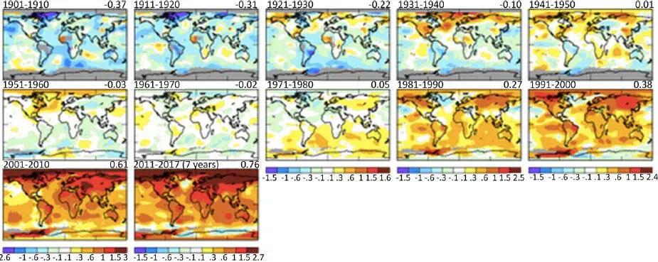Figure 12 Average surface temperature per decade from 1910 to 2017 compared - фото 3