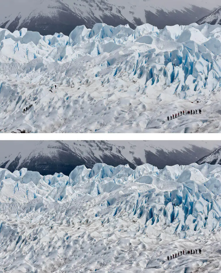 La grandeza de la gran masa de hielo se hace evidente al comparar su tamaño con - фото 20
