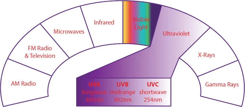 Figure 33 Electromagnetic spectrum UVC shortwave starts at 254 nm UVB - фото 49