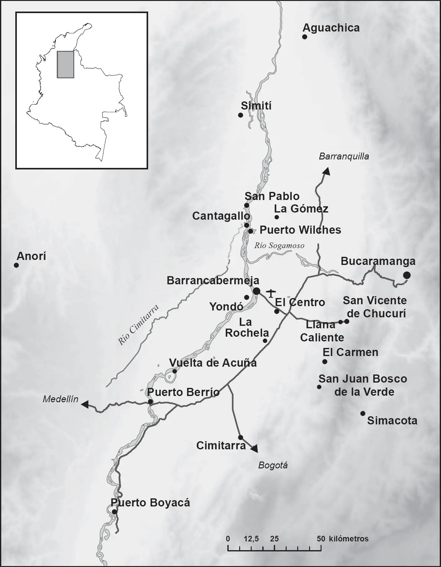 Mapa 4 Región del Magdalena Medio incluyendo topografía ríos importantes - фото 8