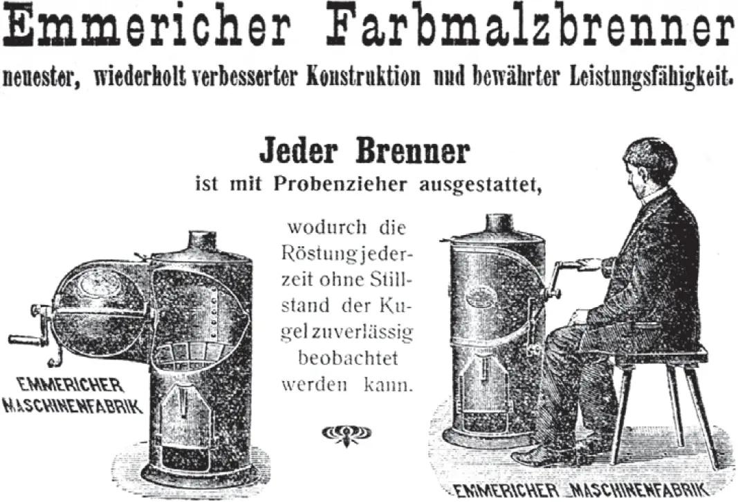 Diese Werbung ist für eine handgekurbelte Malzrösttrommel aus dem frühen 20 - фото 14
