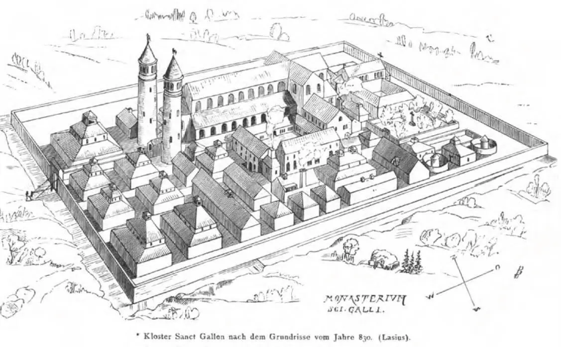 Diese Architekturzeichnung zeigt wie das Kloster St Gallen im 9 Jahrhundert - фото 11