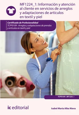 Isabel María Alba Nieva Información y atención al cliente en servicios de arreglos y adaptaciones de artículos en textil y piel. TCPF0109 обложка книги