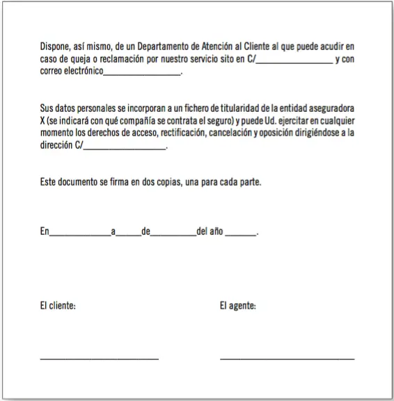 Modelo de información a dar al asegurado por el mediador Posteriormente a - фото 40