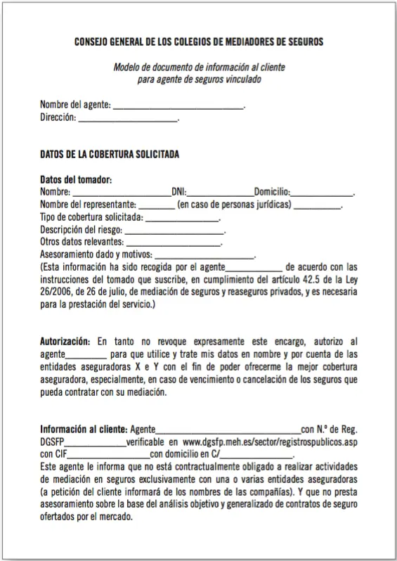 Modelo de información a dar al asegurado por el mediador Posteriormente a - фото 39