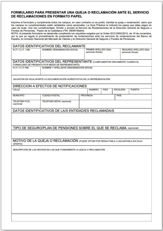 Formulario de reclamación oficial ante la DGSFP - фото 48