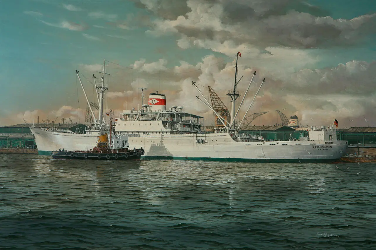 BREMERHAVEN 2 Union Reederei in Bremerhaven Gemälde painting Robert G - фото 2