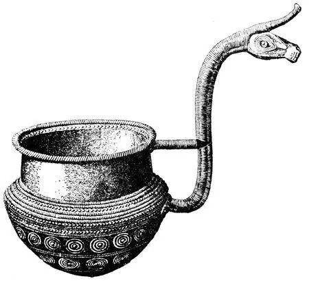 Fig 59Gold vessel ⅓ real size handle surrounded with gold threads Found - фото 60